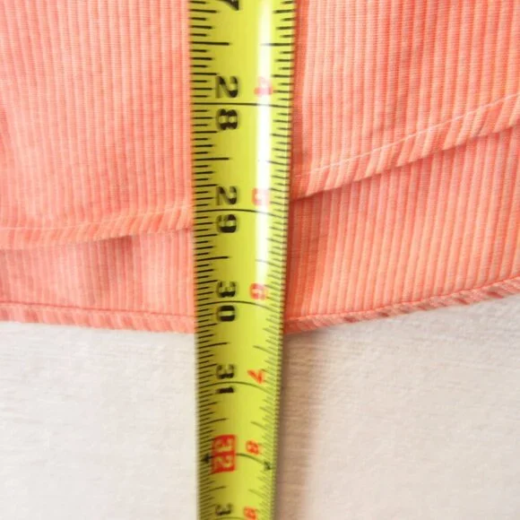 Abercrombie & Fitch Cotton Short Sleeve Seersucker Shirt Size L Salmon Orange - Picture 8 of 11